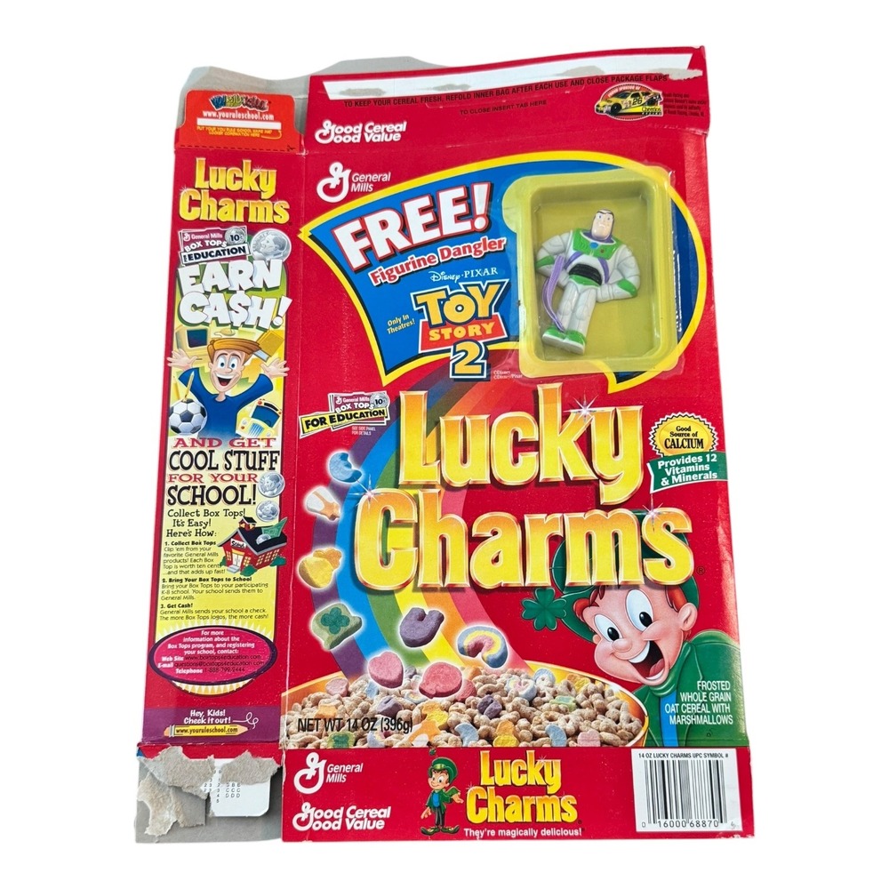 Lucky‎ Charms Cereal Box 1999 Toy Story 2 Buzz Lightyear Figurine Dangler